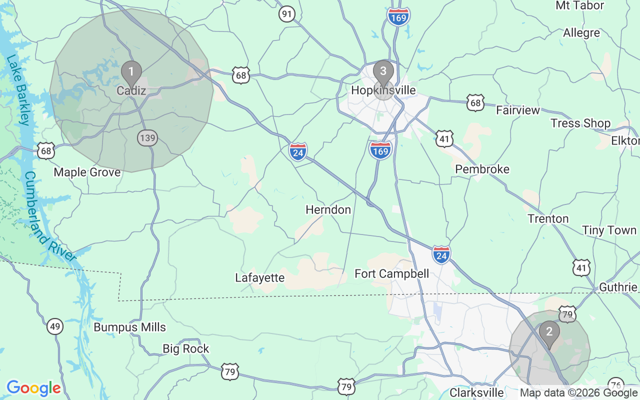 Map of Airbnb guest-review hotspots in Clarksville with location premium circles