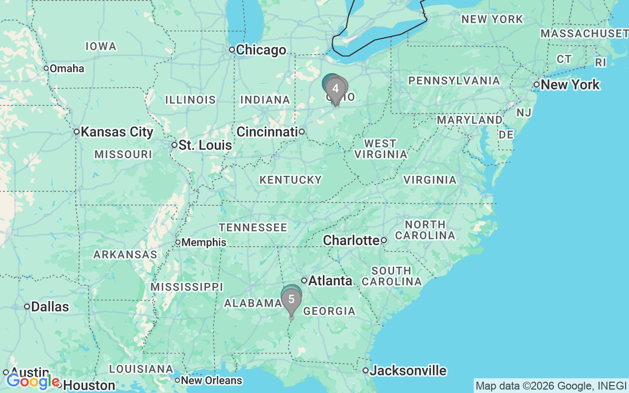Map of Airbnb guest-review hotspots in Columbus with location premium circles