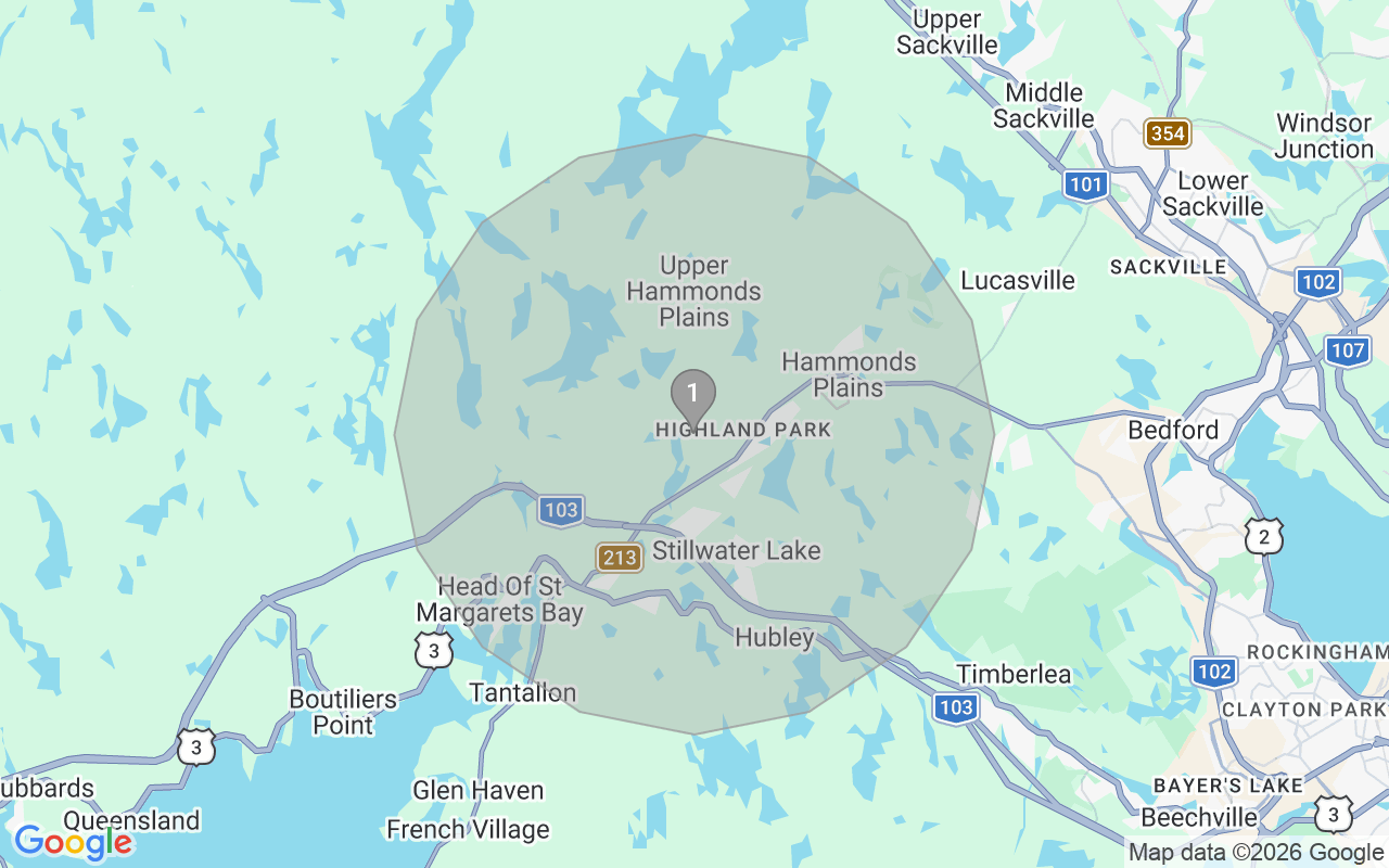 Map of Airbnb guest-review hotspots in Crescent Beach - Hammonds plains with location premium circles