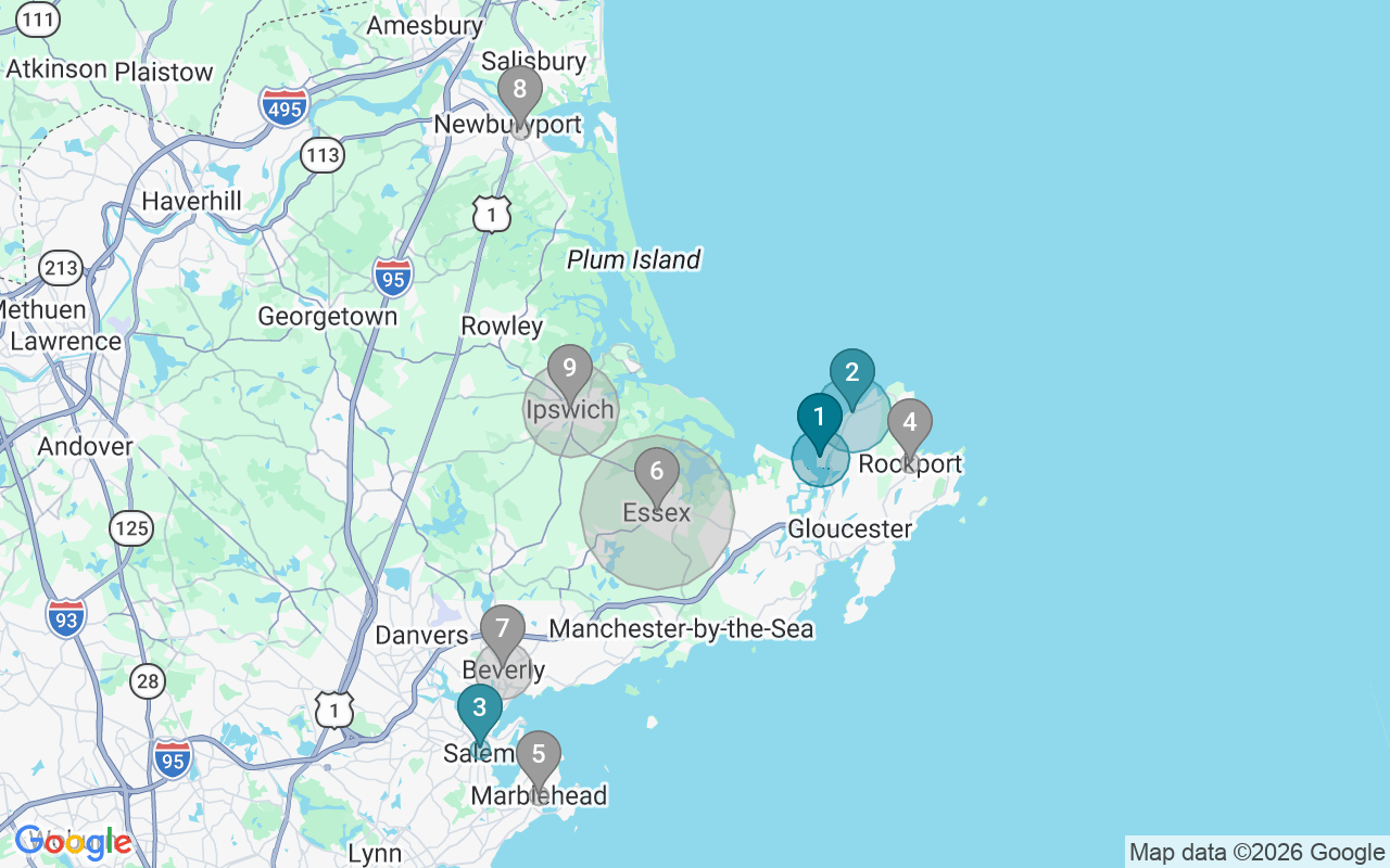 Map of Airbnb guest-review hotspots in Essex with location premium circles