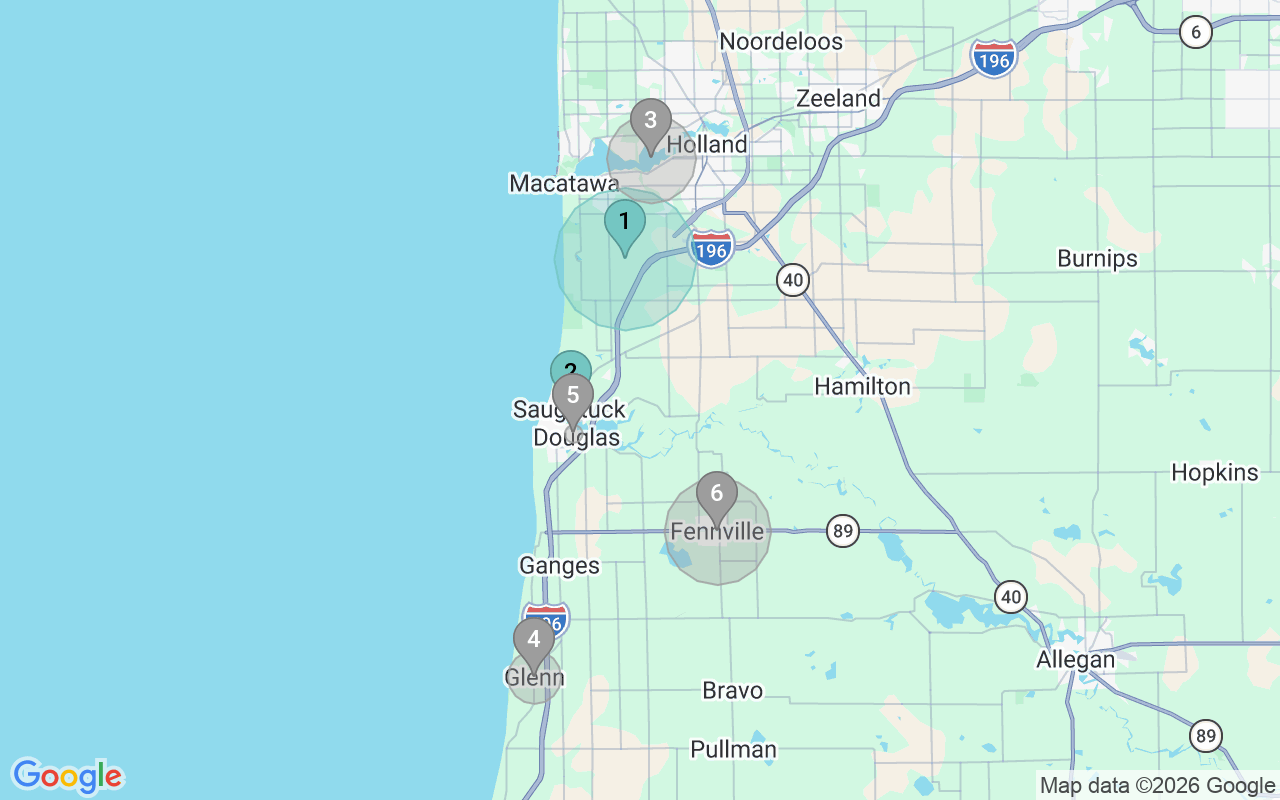 Map of Airbnb guest-review hotspots in Holland with location premium circles