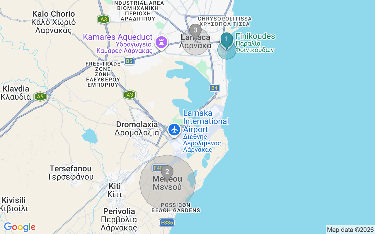 Map of Airbnb guest-review hotspots in Iskele with location premium circles