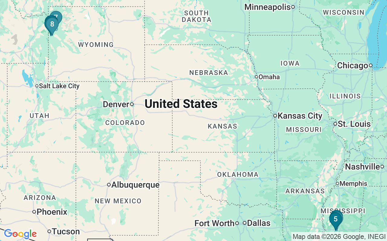 Map of Airbnb guest-review hotspots in Jackson with location premium circles