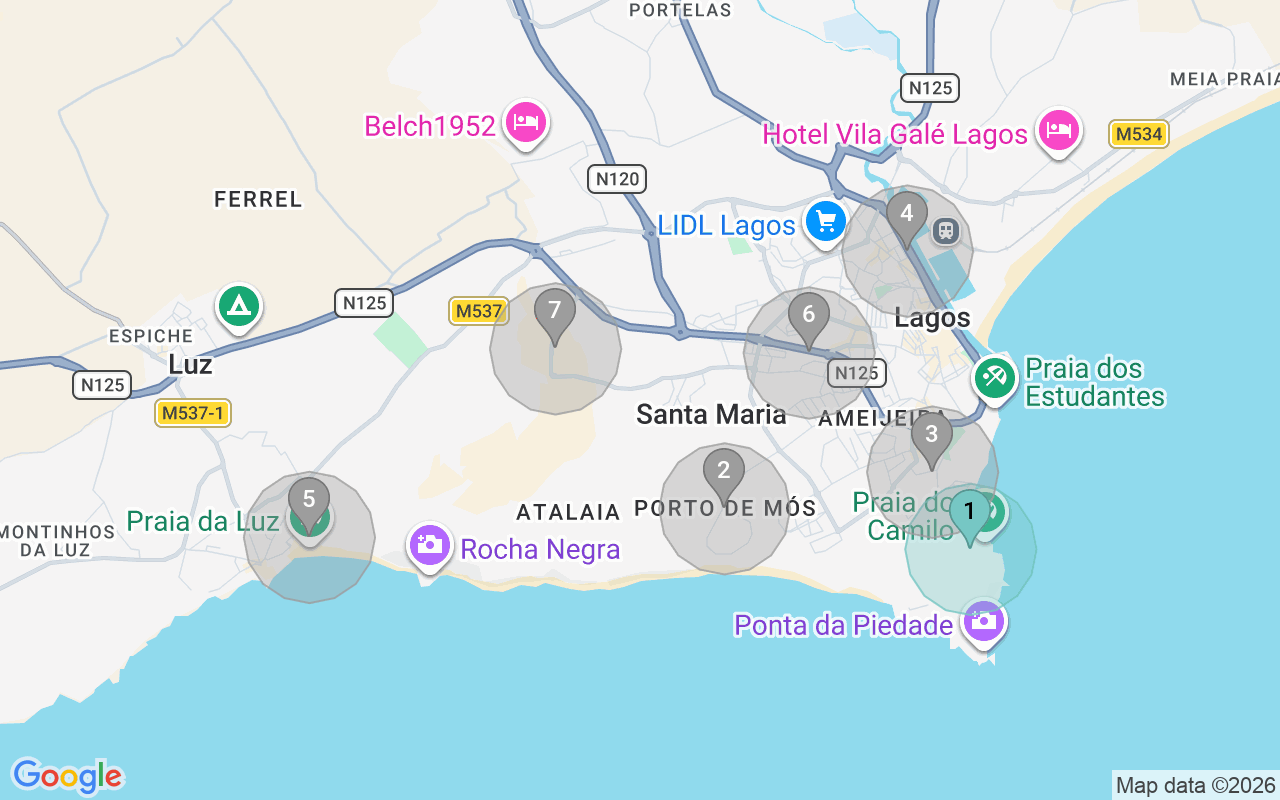 Map of Airbnb guest-review hotspots in Lagos with location premium circles