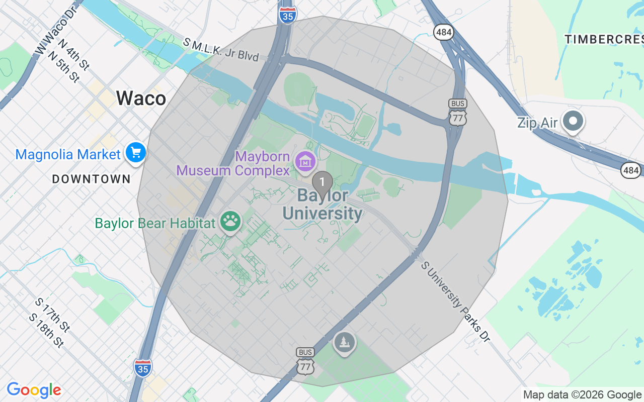 Map of Airbnb guest-review hotspots in Mclennan with location premium circles