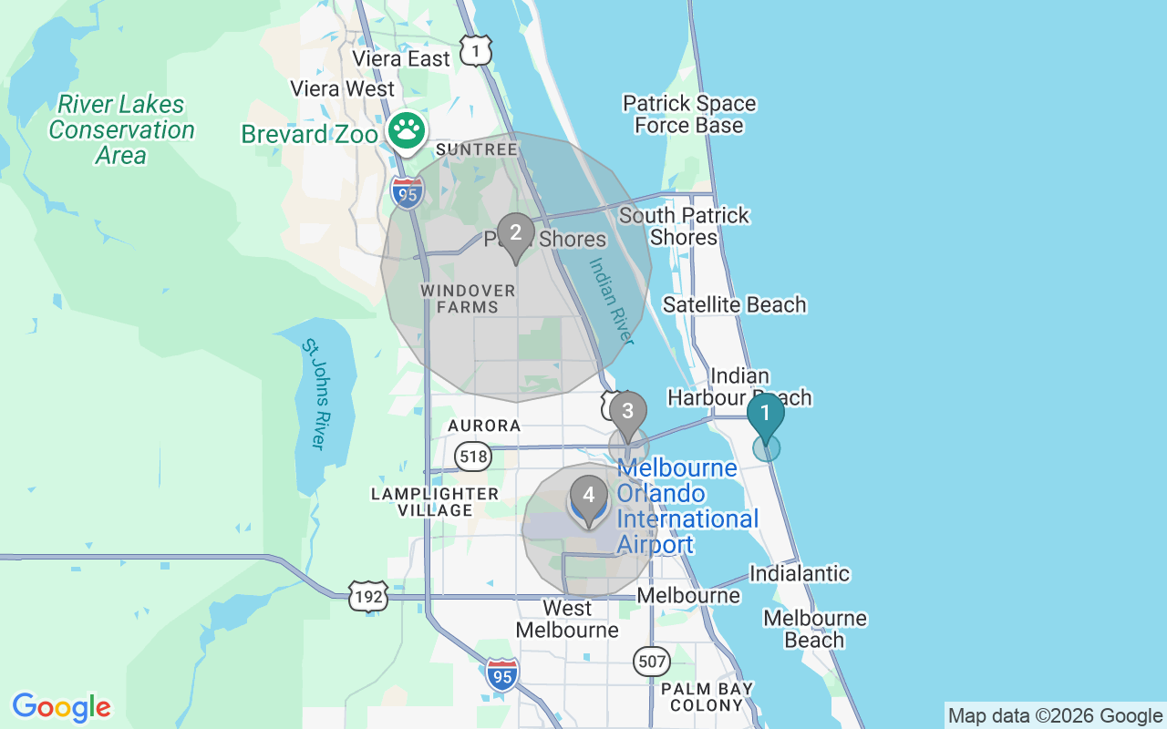 Map of Airbnb guest-review hotspots in Melbourne with location premium circles