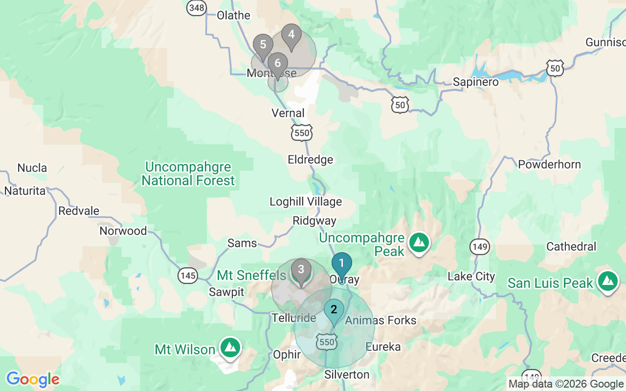 Map of Airbnb guest-review hotspots in Montrose with location premium circles