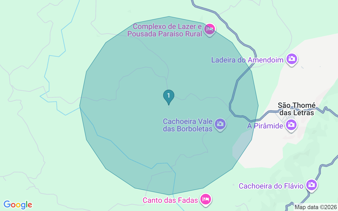 Map of Airbnb guest-review hotspots in São Tomé Das Letras with location premium circles